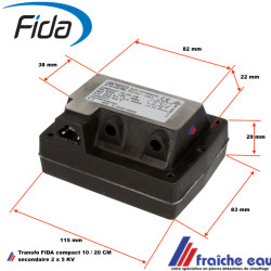transformateur haute tension FIDA type CM 10-20, transfo d'allumage pour brûleur saint roch au mazout enertech