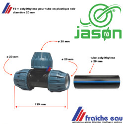 Té égal à visser JASON pour 3 tubes en plastique diamètre 20 mm