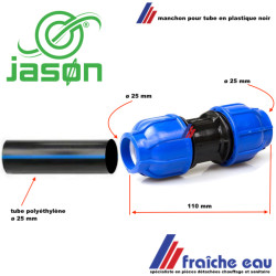 manchon JASON 25 mm pour tuyau en polyéthylène avec raccord à bague de serrage
