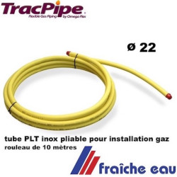 tube pliable inox TRACPIPE flexible gaz propane / naturel / butane enrobage jaune diamètre 22 en rouleau de 10 mètres