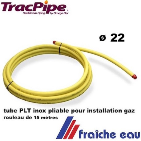 tuyau TRACPIPE semi flexible gaz domestique / butane et naturel en inox ø  22 en rouleau de 15 mètres