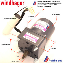 moteur de vis sans fin WINDHAGER art : 050901 moteur réducteur SPG de la vis de chargement le la chaudière à pellets BIOWIN 2