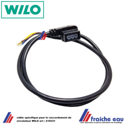 câble de raccordement avec fiche mâle  spécifique au circulateur de chauffage WILO avec connecteur 3 pôles