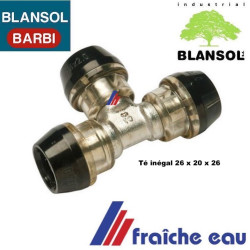 connexion en TE BLANSOL pour pex 26-20-26, raccord à auto sertissage par glissement pusch fit brevet BARBI x press