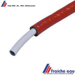 tube PEX-AL-PEX  ø 16 x 2 mm  multiskin rouleau 50 mètres isolé rouge  pour l'eau chaude sanitaire et chauffage