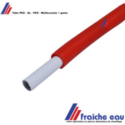 tube PEX-AL-PEX blanc ø 20 x 2 mm rouleau de 10 mètres gaine rouge