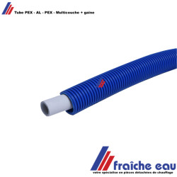 tube PEX-AL-PEX blanc ø 16 x 2 mm rouleau de 10 mètres avec gaine  de protection bleu, pour le sanitaire et le chauffage