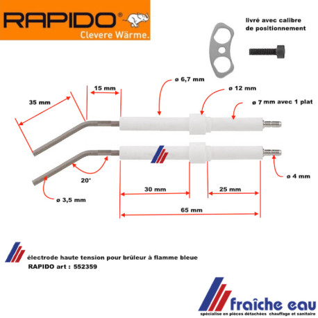 électrode d'allumage RAPIDO 552359 pour brûleur à mazout