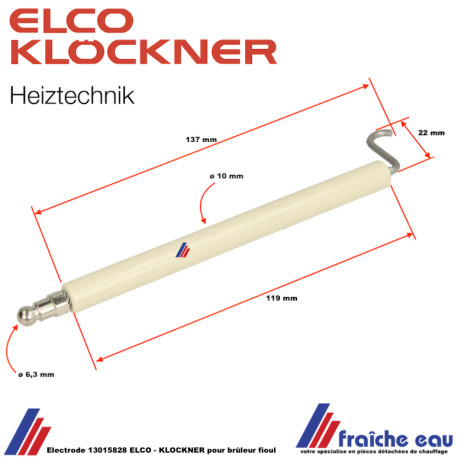 Bougie d'allumage ELCO-KLOCKNER 13015828 pour brûleur fioul sans câble