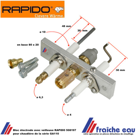 bloc électrode complet avec veilleuse intermittente et électrodes 