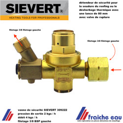 détendeur de sécurité, régulateur de pression SIEVERT art : 309222 avec valve de sécurité en cas de rupture
