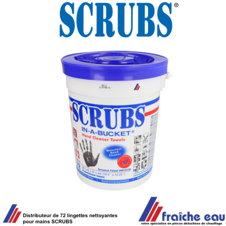 Distributeur de 72 lingettes nettoyantes pour mains SCRUBS