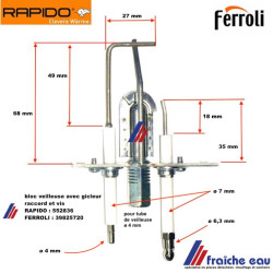 ensemble veilleuse avec bougie d'allumage RAPIDO 552836, waakvlambrander voor FERROLI 39825720