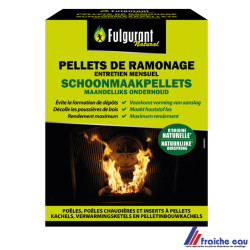 PELLETCLEAN  granulé de nettoyage préserve le rendement de votre poêle où insert à pellets pendant la saison 