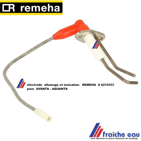 électrode d'allumage et ionisation REMEHA S 62743, ontstekingselektrode AVANTA PLUS , AQUANTA