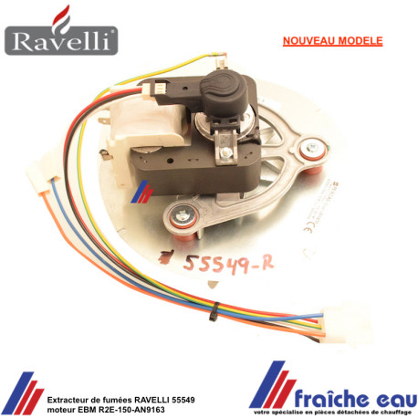 extracteur de fumées 55549  pour poêle à pellets RAVELLI, aspiration des gaz de combustion pour feu à granulés de bois