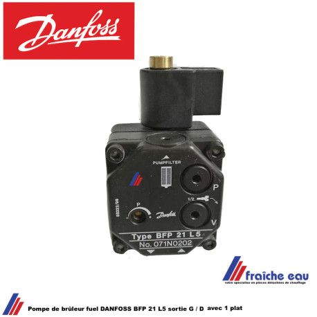 pompe de brûleur fuel DANFOSS BFP 21 L 5 sortie gauche et droite avec 1 plat sur l'arbre de pompe