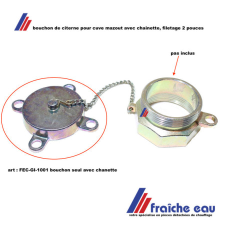 bouchon de fermeture de l'orifice de remplissage de la cuve à mazout filetage 2 pouces avec chaînette
