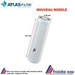 manchette de filtre lavable finesse 100 microns, cartouche de filtration 245 mm à joints plats, pour filtre à rétro lavage