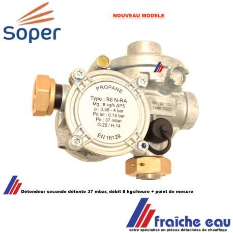 détendeur final 37 mbar 8 kgs montage en équerre pour coffret  gaz propane en deuxième détente, montage en aval du pré-détendeur