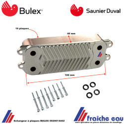 échangeur à plaques BULEX-SAUNIER DUVAL à 16 plaques pour la production d'eau chaude sanitaire 0020014402