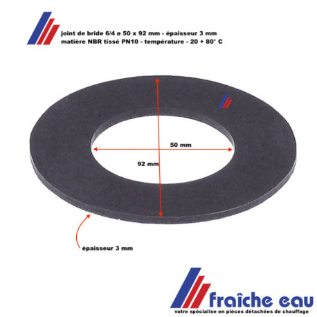 joint NBR tissé pour épaulement de bride filetée  6/4" - ø 50 x 92 mm