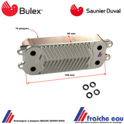 échangeur à plaques BULEX-SAUNIER DUVAL à 16 plaques pour la production d'eau chaude sanitaire 0020014402
