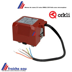 moteur de vanne 2/3 voies ORKLI 230 volts avec contact auxiliaire de fin de course, fermeture automatique hors tension