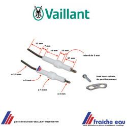 électrode d'allumage VAILLANT bougie haute tension 0020130799 pour chaudière ICOVIT