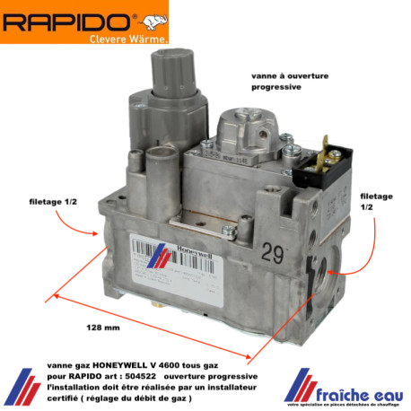 bloc gaz Honeywell pour chaudières gaz et générateurs air chaud avec possibilité de réglage "Allgas" RAPIDO 504522