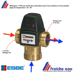 Mélangeur 1''FM avec protection anti-brûlures pour l'eau sanitaire et l'eau potable
