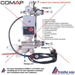 melangeur COMAP pour chauffage par le sol avec circulateur WILO YONOS 15/6, utilisation sans régulation climatique