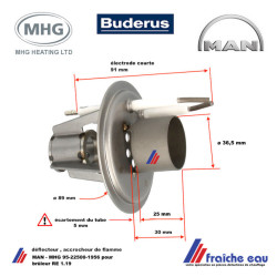 tête de combustion MAN-MHG art 95-22500-1956 pour brûleur mazout a flamme bleue RE1,19 HS