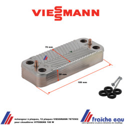 Echangeur à plaques, 12 plaques VIESSMANN art: 7875502 pour chaudières VITODENS 100 W