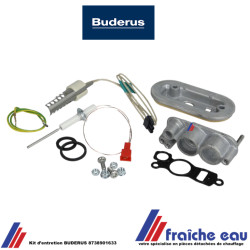 kit d'entretien BUDERUS 8738901633 avec amorce à incandescence, électrode d'ionisation, et capot en aluminium