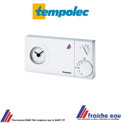thermostat mural horloge  à aiguilles sur piles,  cadran réversible avec cavaliers de programmation ,  raccordement 2 fils, 