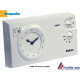 thermostat mural horloge  à aiguilles sur piles,  cadran réversible avec cavaliers de programmation ,  raccordement 2 fils, 