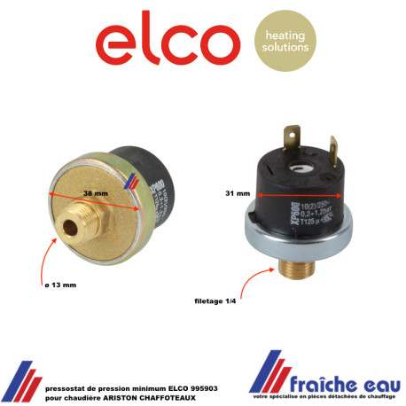 pressostat d'eau Euron 0,2 - 1,2 bar XP600 ELCO 995903, pressostat de pression minimum