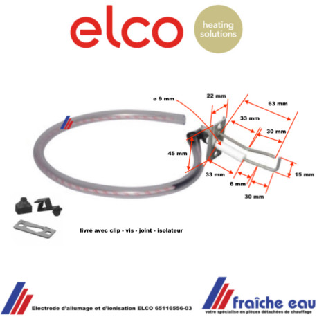 électrode d'allumage et d'ionisation ELCO 65116556-03 pour chaudière