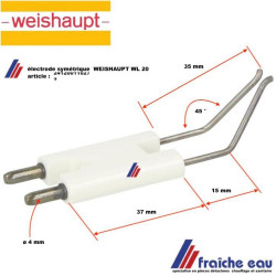 électrode haute tension  symétrique pour brûleur WEISHAUPT WL 20 article 24120010277