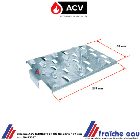 chicane, plaque de turbulateur ACVN/BNE0-1-2+ CU N2  247 x 157 mm pour chaudière ACV art: 50723097