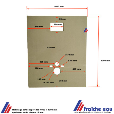 plaque en MDF hidrofuge, habillage pour toilette