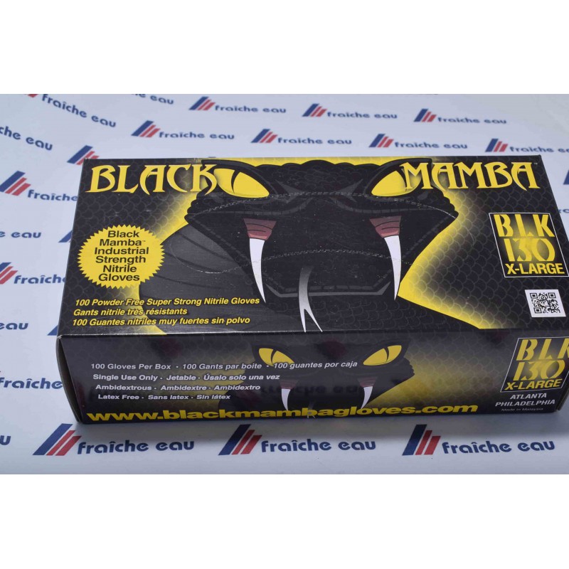 BLACKMAMBA - Boîte de 100 gants jetables nitrile noir L